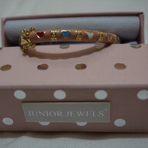 Pink Enamel Heart Bangle Bracelet